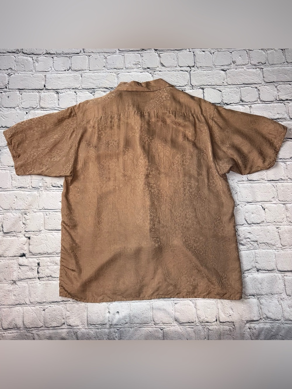 Vintage 80s Anna And Frank Light Brown Silk Blouse Floral Paisley Print Size M - Picture 3 of 8